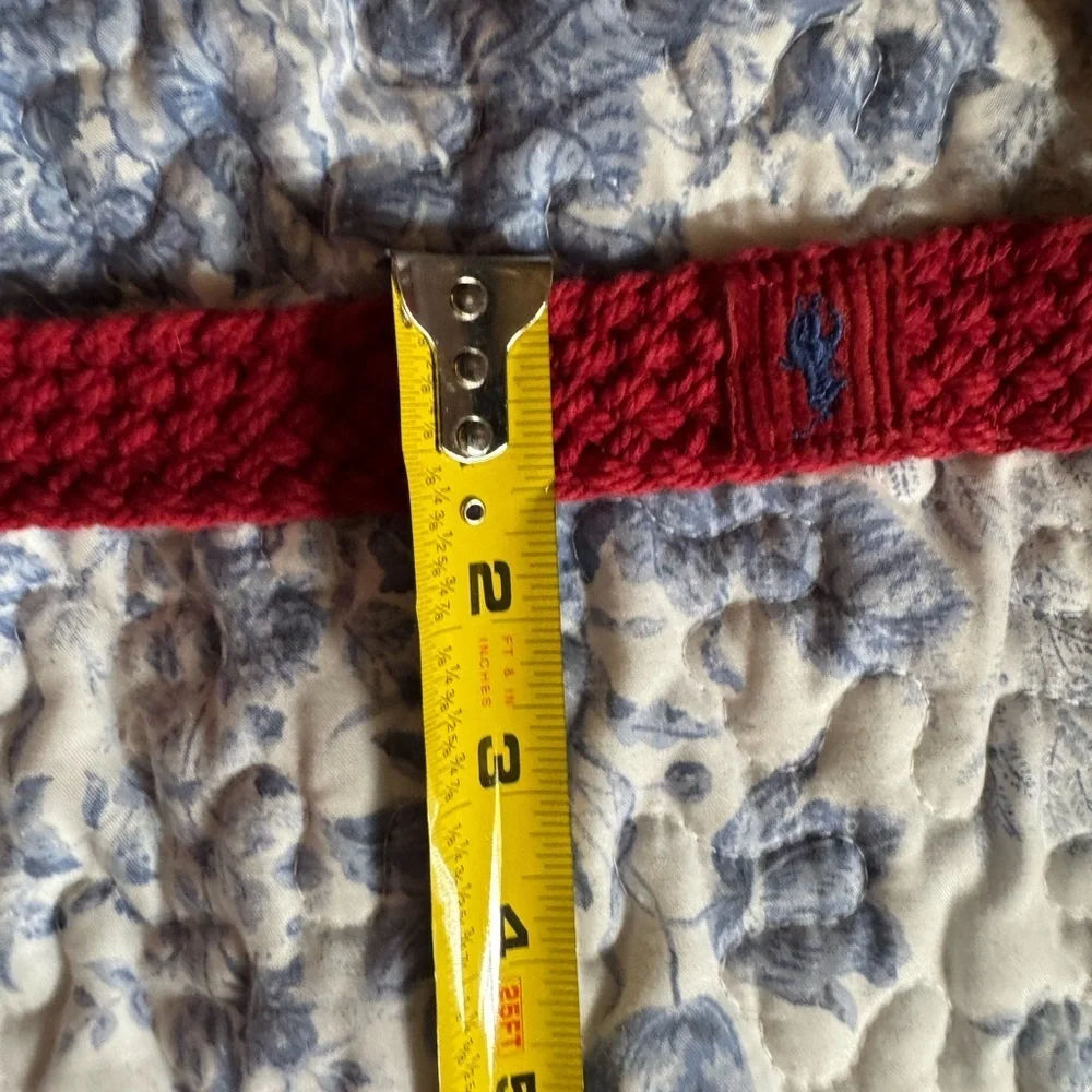 Ralph Lauren Red Braided Belt with Brass Buckle